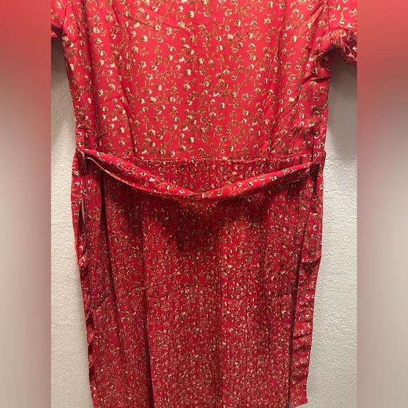 Red Floral Ruffle Dress - Picture 6 of 8